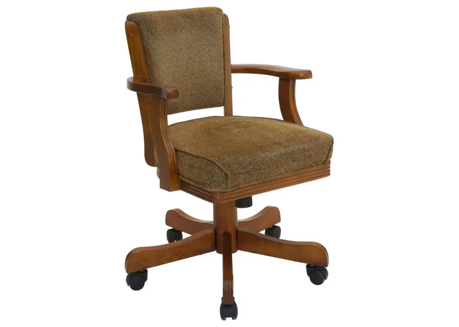 Mitchell Upholstered Game Chair Olive-brown and Amber