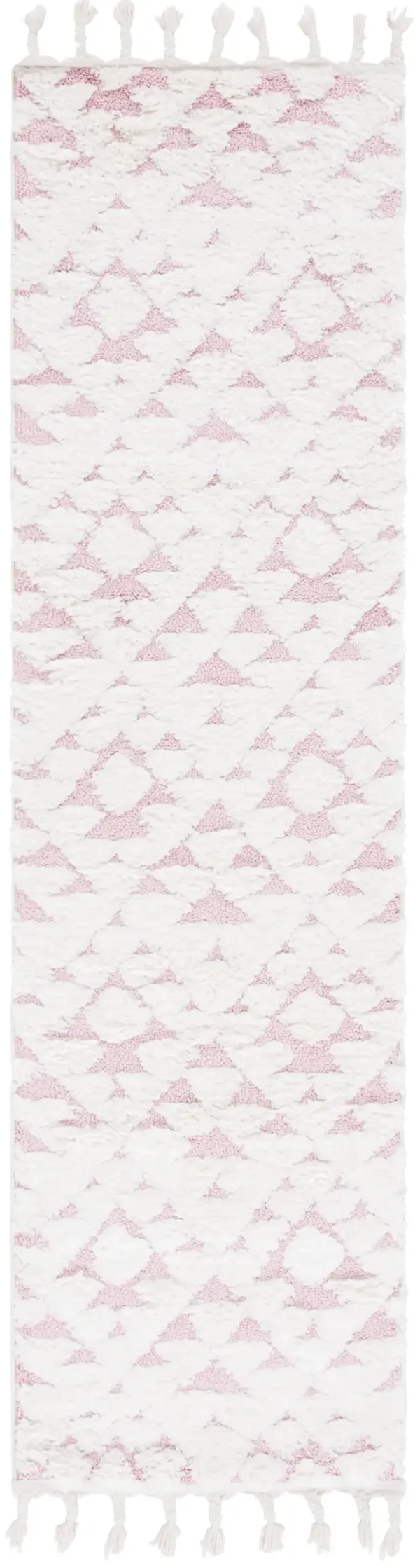 MOROCCAN TASSEL SHAG 688 IVORY  2'-3' x 8' Runner Rug