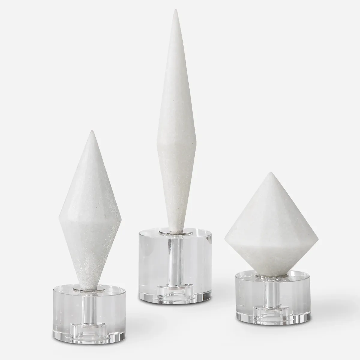 Alize White Stone Sculptures S/3