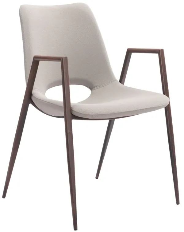 Desi Dining Chair (Set of 2) Beige & Walnut