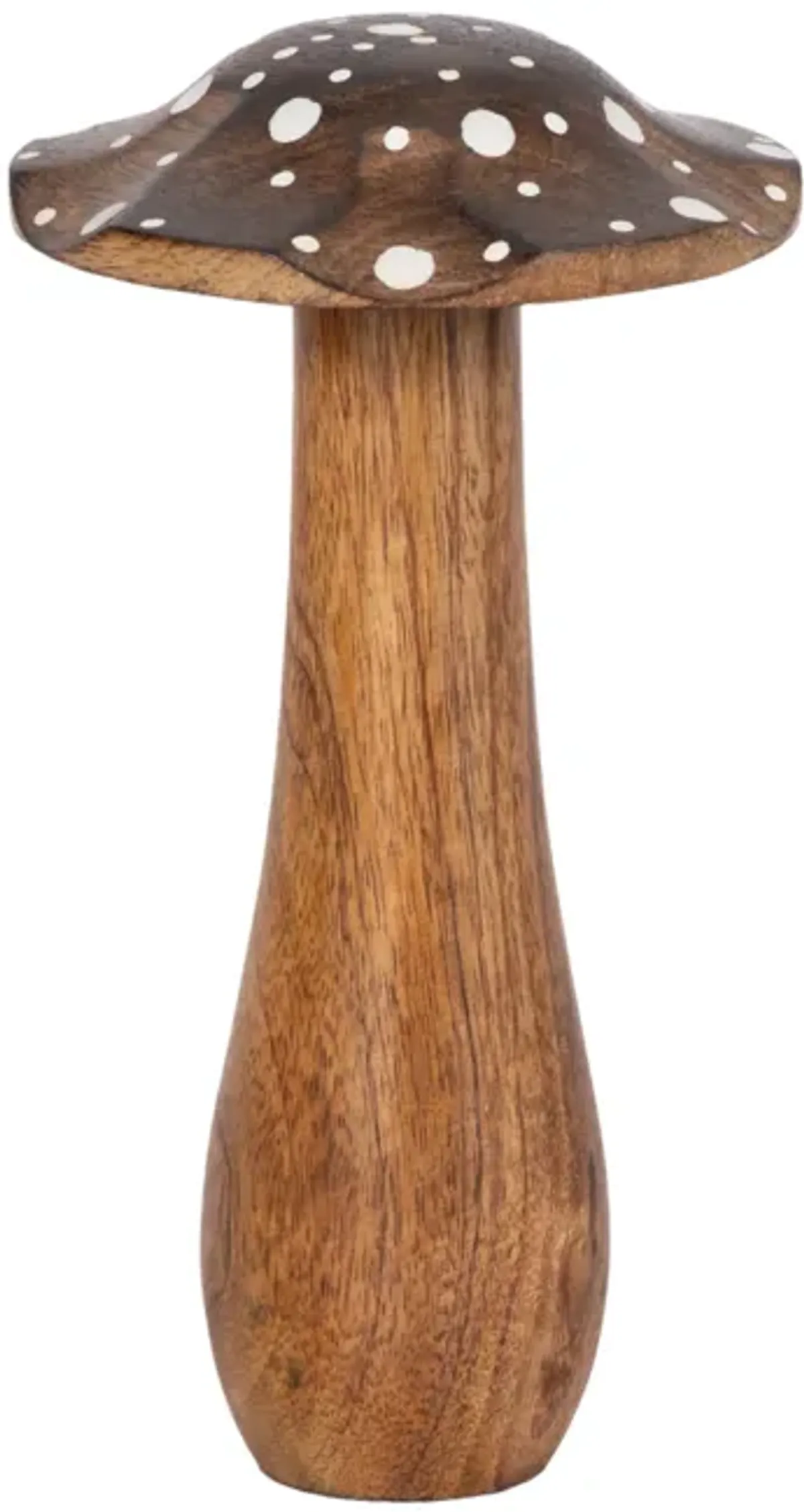 8" Wood Mushroom With White Dots, Brown