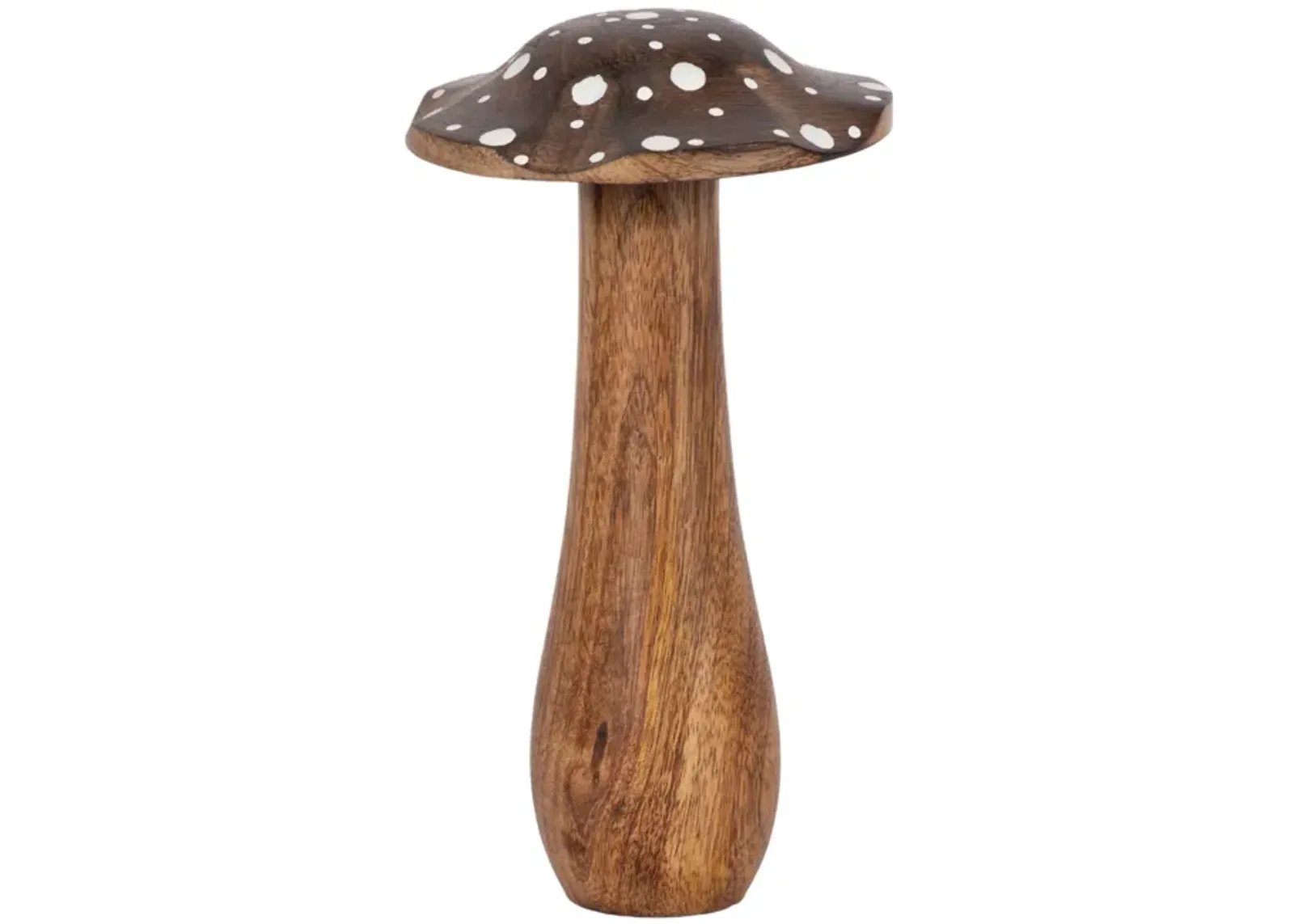 8" Wood Mushroom With White Dots, Brown