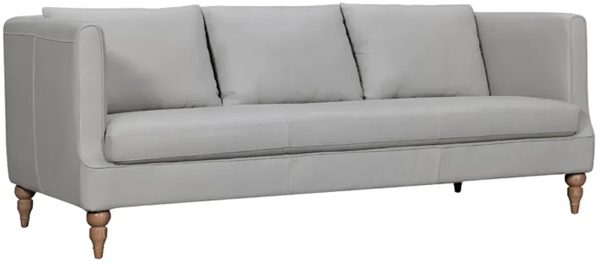 Vincenza 85" Dove Gray Leather Sofa