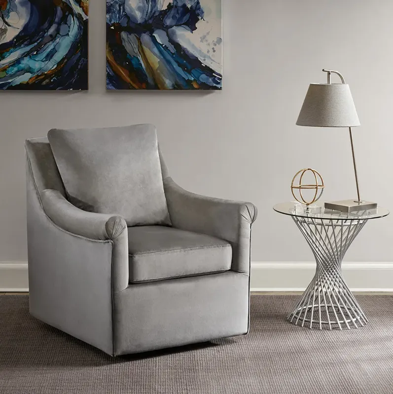 Madison Park Deanna Grey Upholstered Swivel Accent Chair