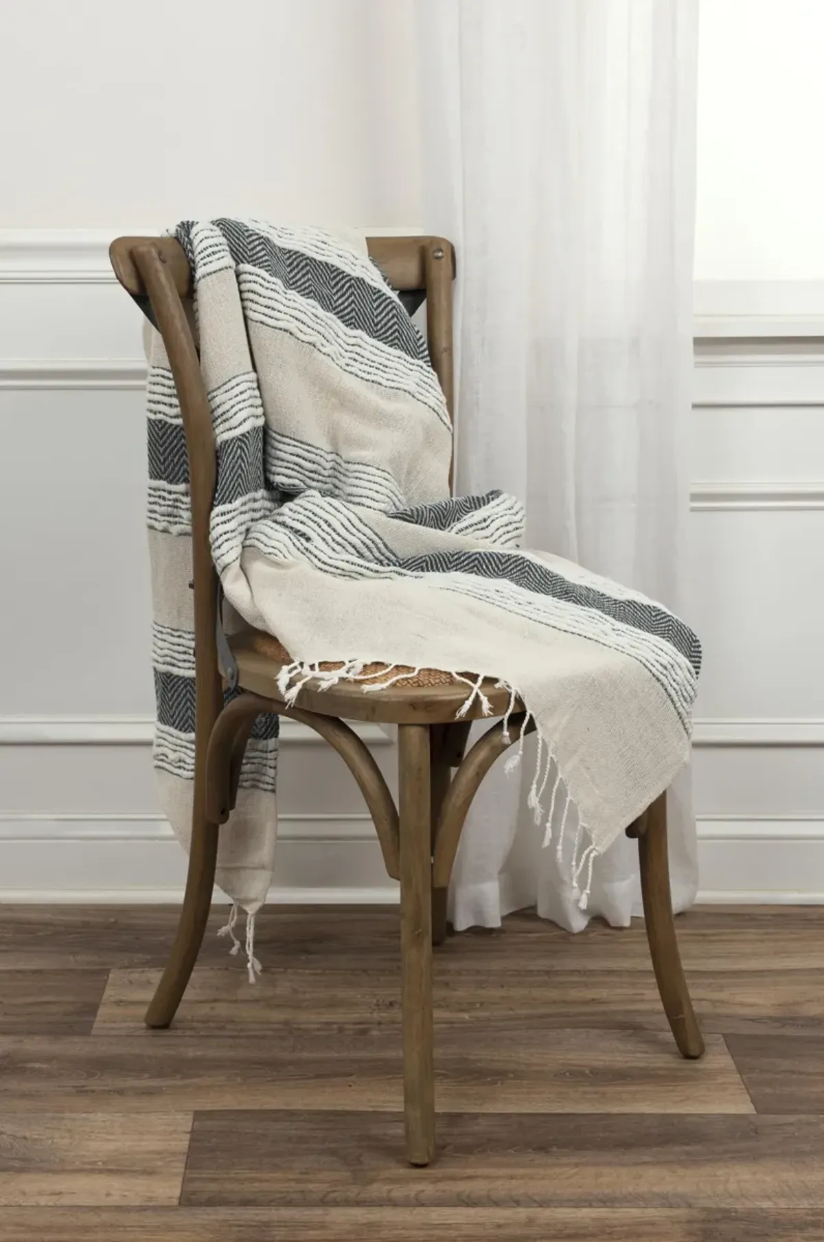 Stripe And Chevron Natural  Throw