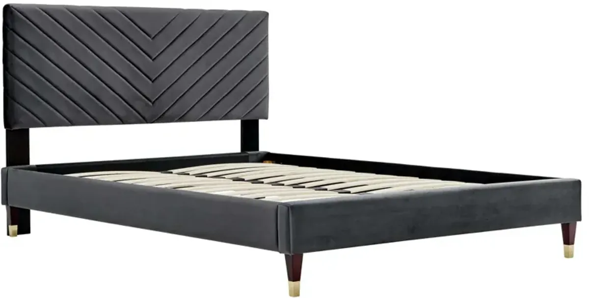 Roxanne Performance Velvet Queen Platform Bed