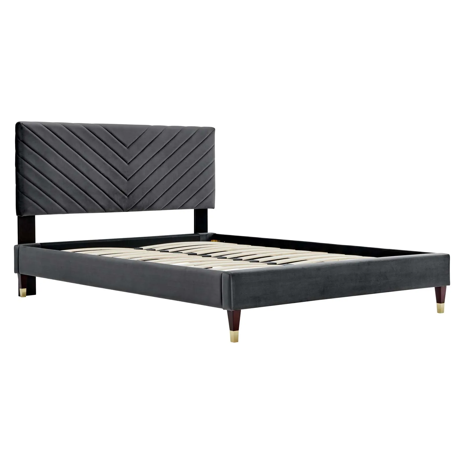 Roxanne Performance Velvet Queen Platform Bed