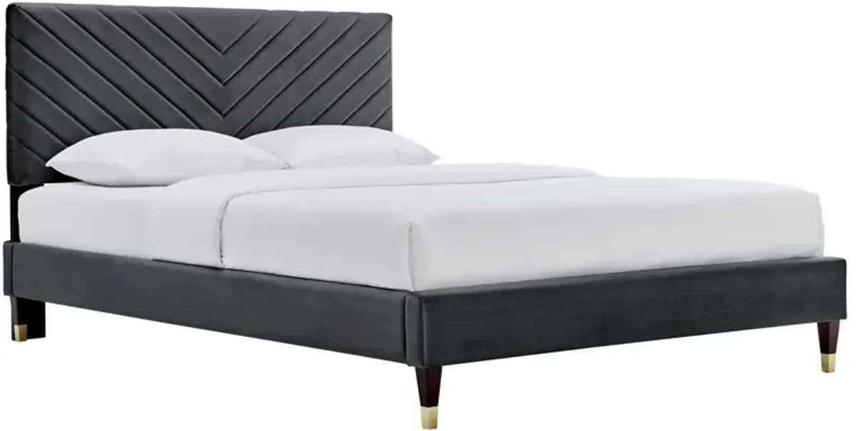 Roxanne Performance Velvet Queen Platform Bed