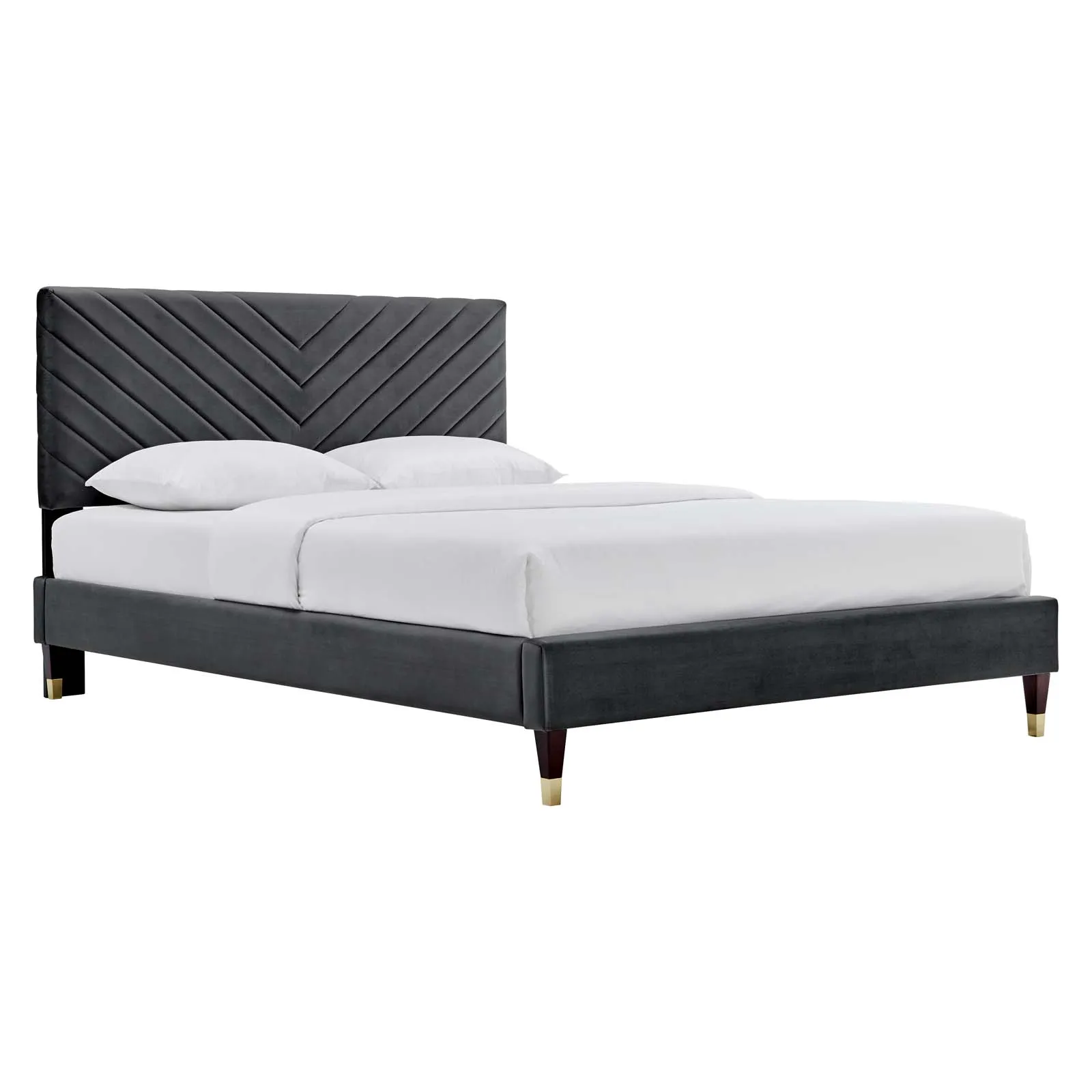 Roxanne Performance Velvet Queen Platform Bed