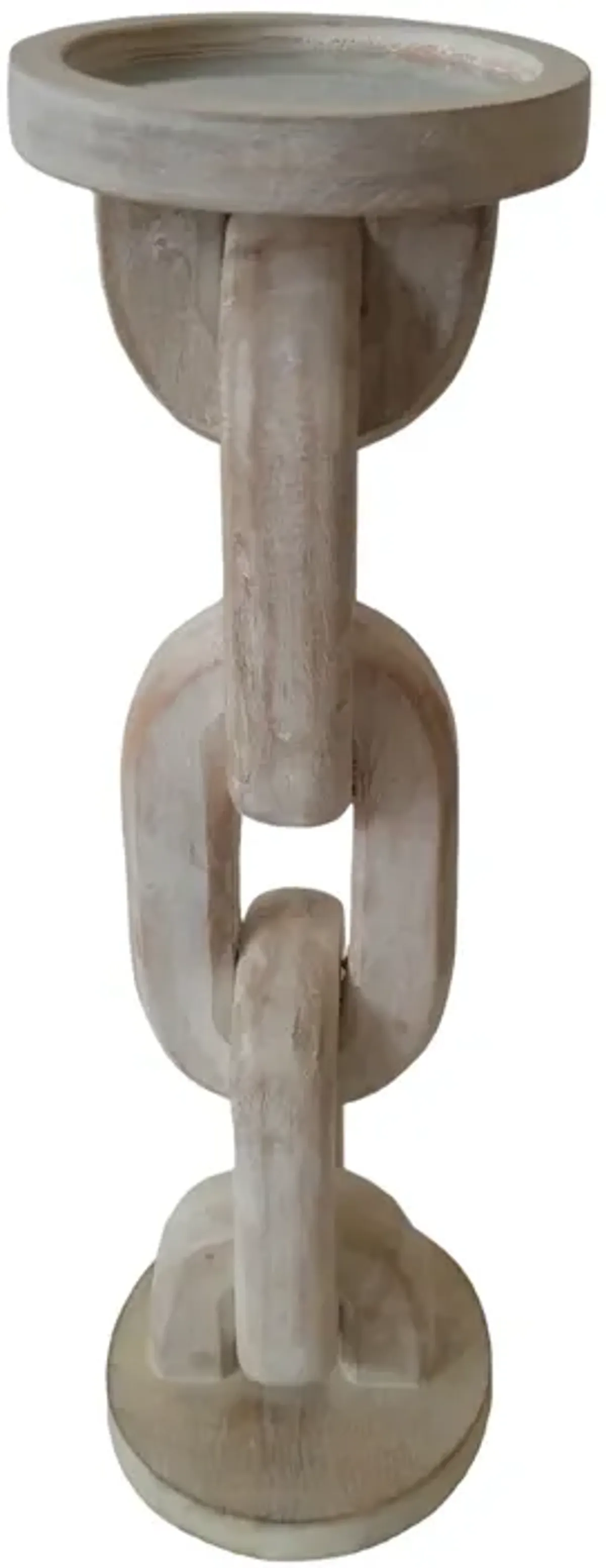 Wood, 14" Chain Pillar Candle Holder, White