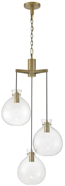 Selina Tiered Globe LED Chandelier - Antique Brass