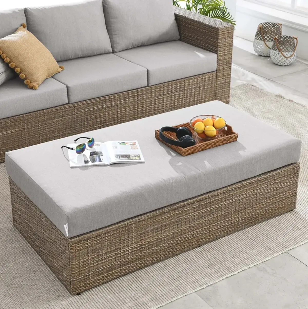 Convene Outdoor Patio Outdoor Patio Rectangle Ottoman