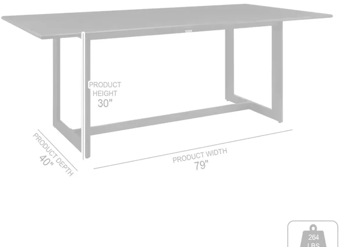 Cayman Outdoor Patio 7-Piece Dining Table Set in Aluminum with Grey Cushions