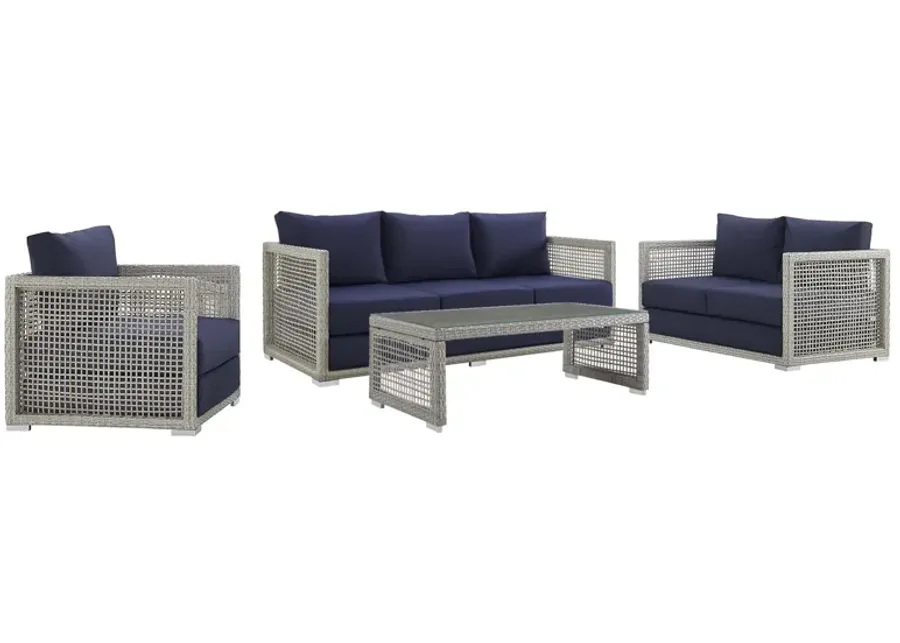 Aura 4 Piece Outdoor Patio Wicker Rattan Set