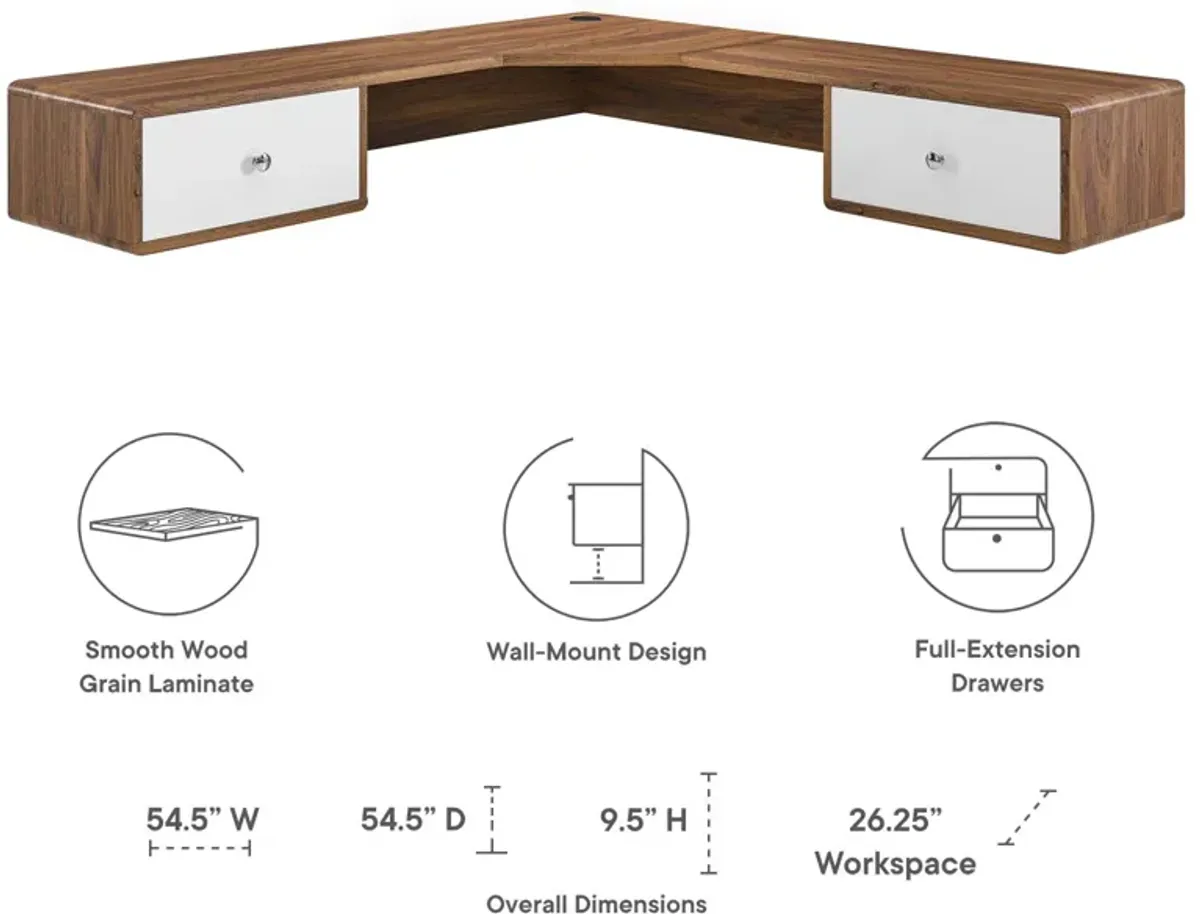 Transmit 55" Wall Mount Corner Wood Office Desk