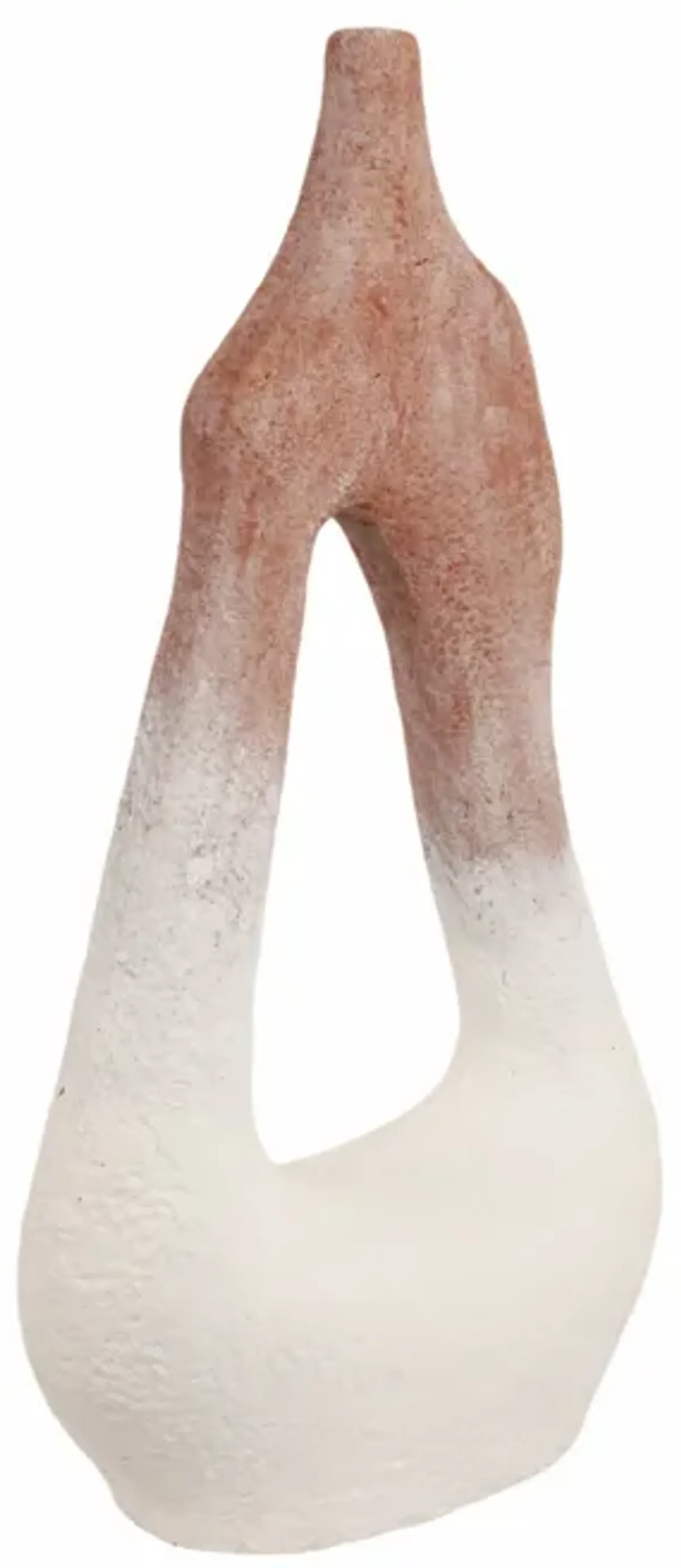 36" Curvy Open Cut-out Terracotta Vase, White Mult