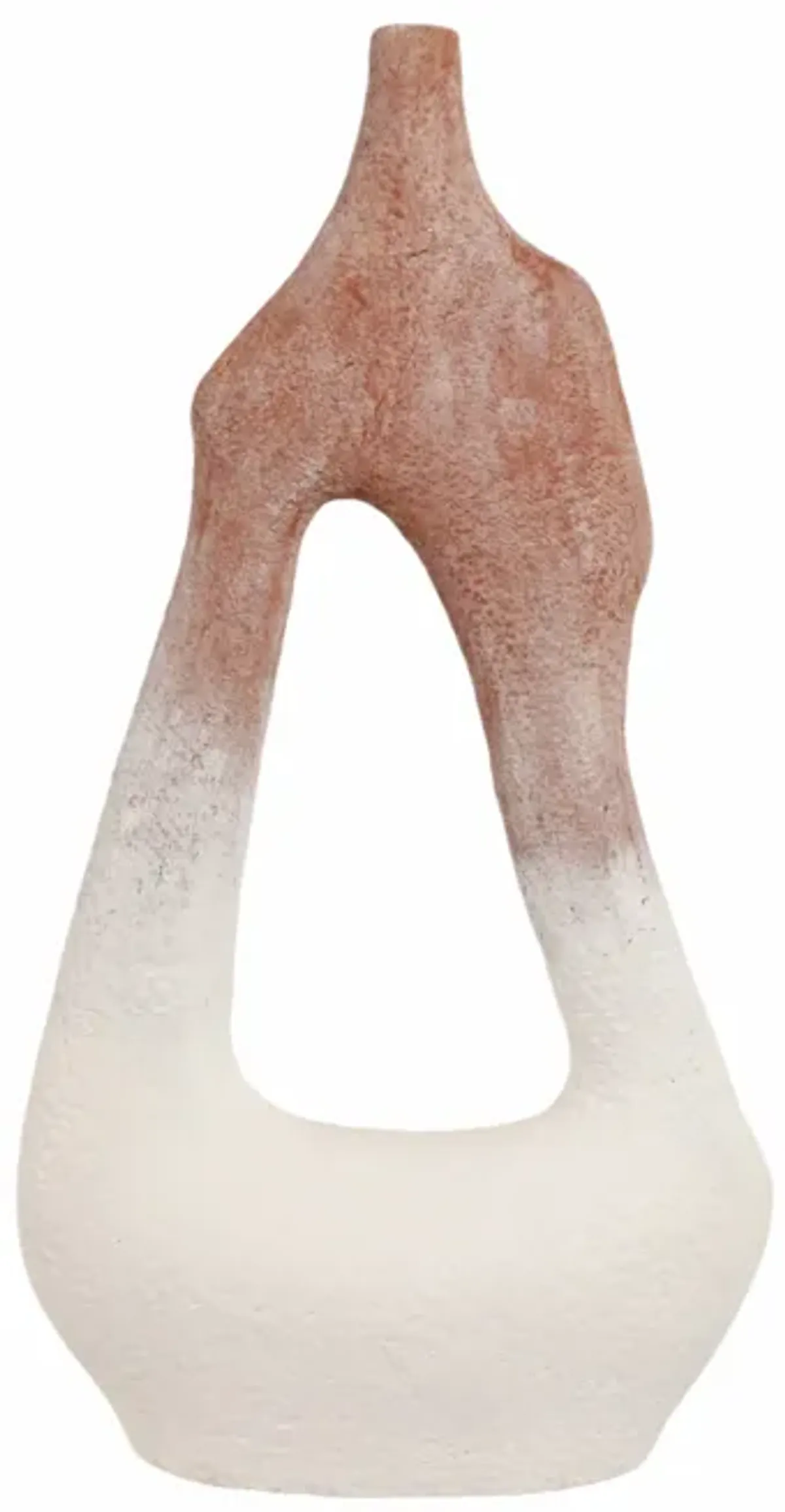 36" Curvy Open Cut-out Terracotta Vase, White Mult