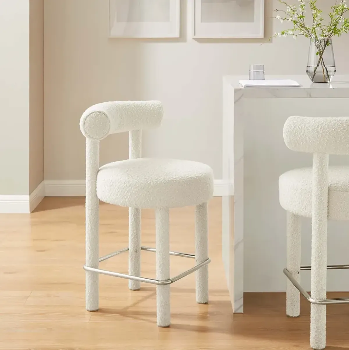 Toulouse Boucle Fabric Counter Stool - Set of 2