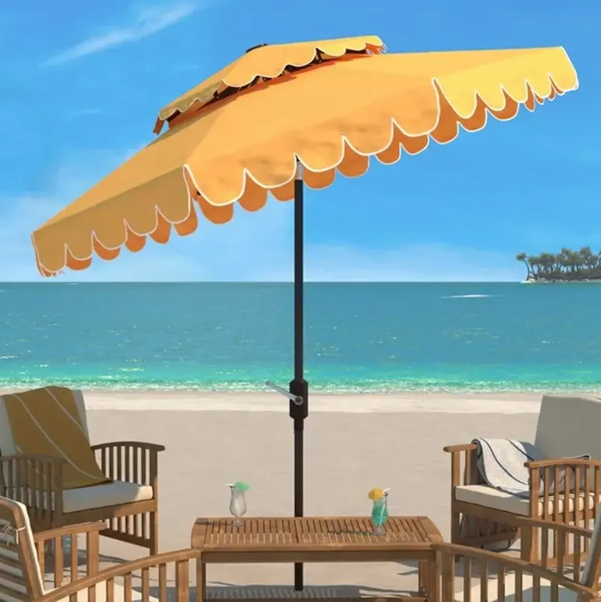 VENICE 9FT RND DOUBLE TOP CRANK UMBRELLA