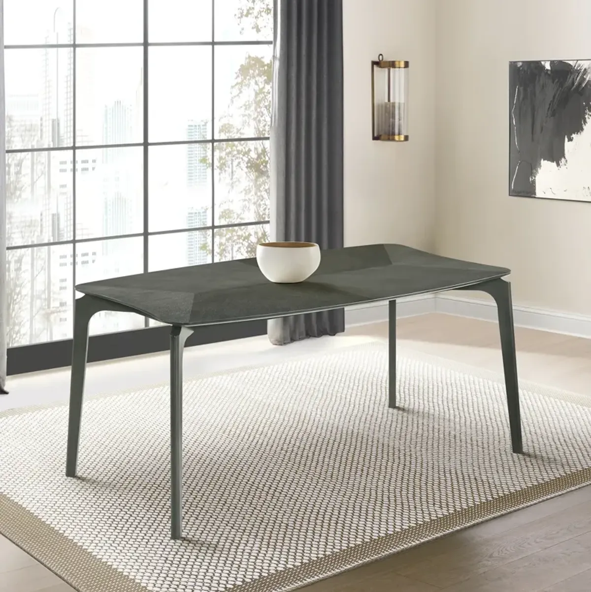 Kalia Wood Dining Table in Gray Finish