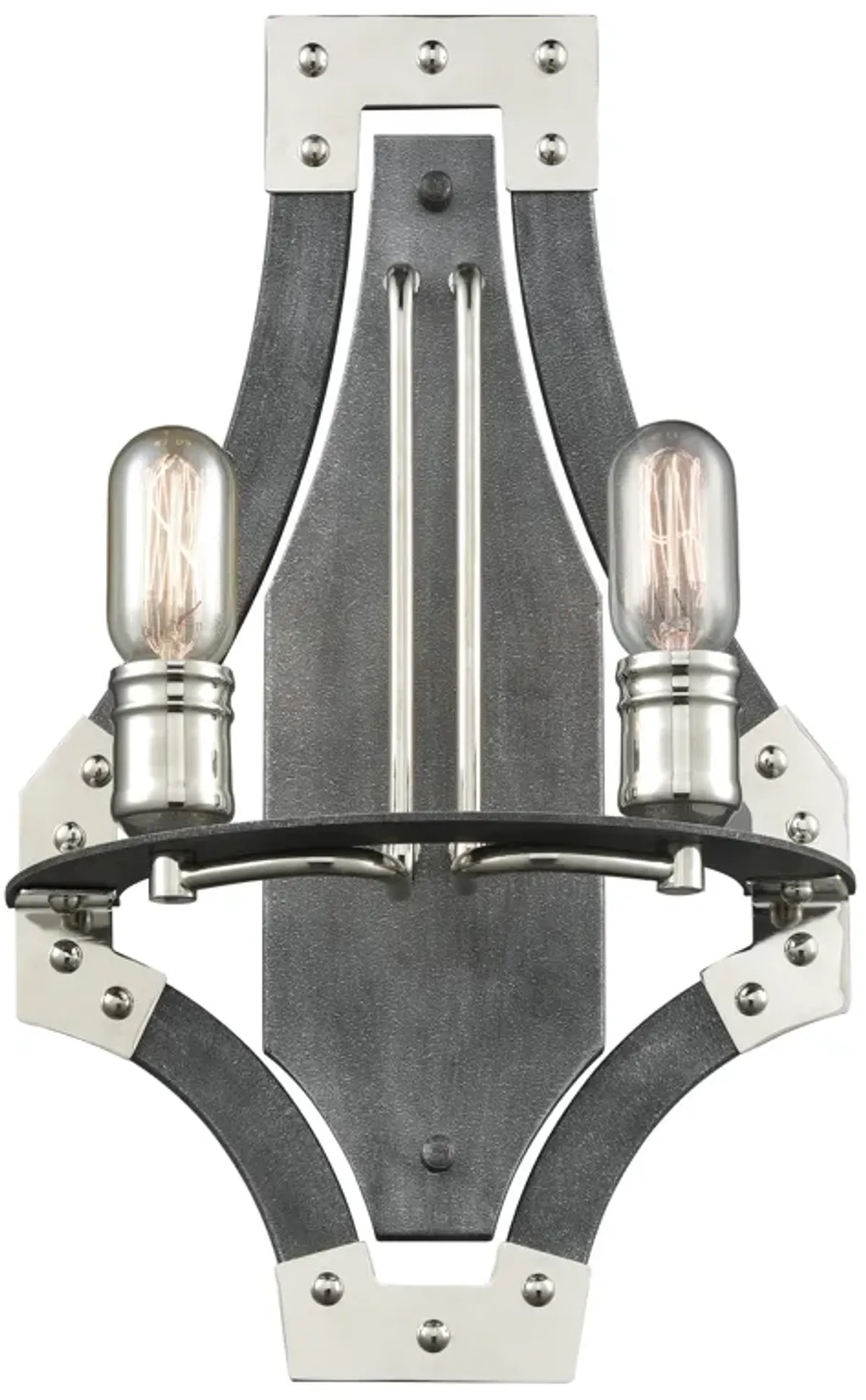 Riveted Plate 20" High 2-Light Sconce - Silverdust Iron