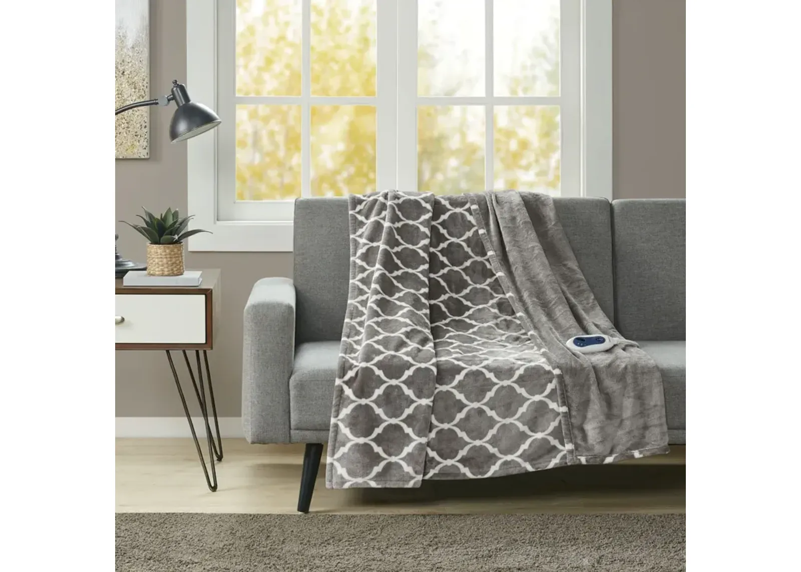 Beautyrest Heated Ogee Grey Throw