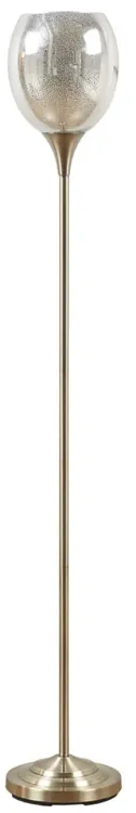 Hampton Hill Bellow Antique Brass Uplight Floor Lamp with Mercury Glass Shade