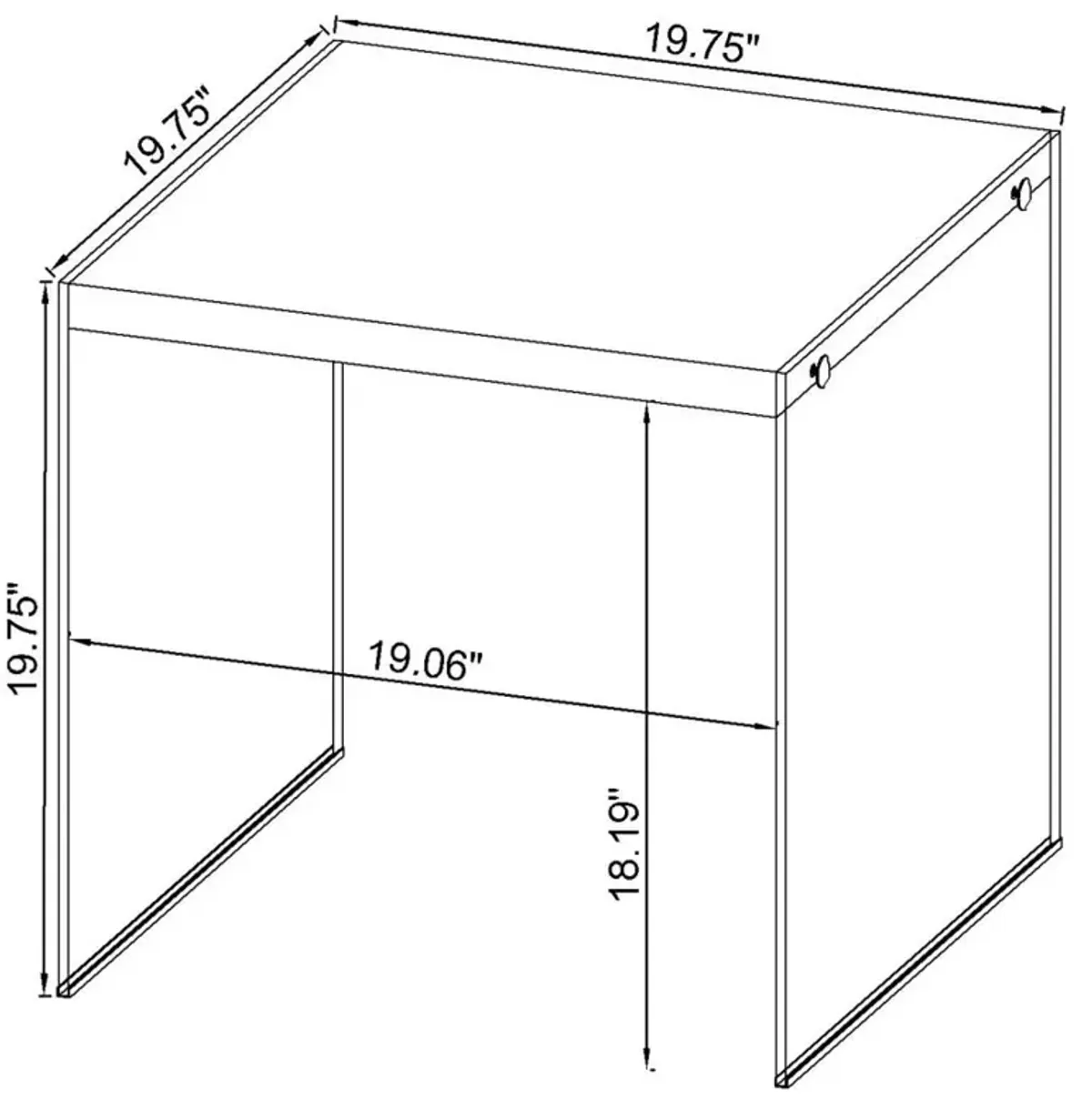 Opal Square End Table With Clear Glass Legs White High Gloss