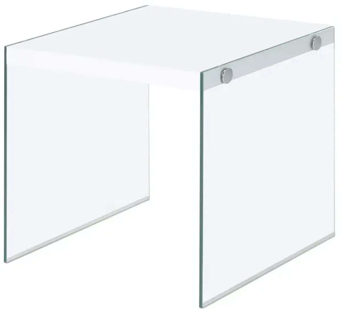 Opal Square End Table With Clear Glass Legs White High Gloss