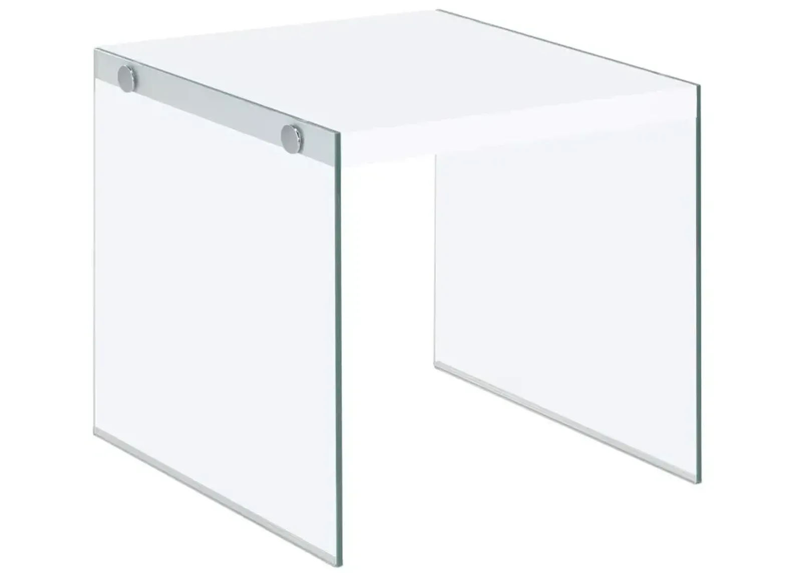 Opal Square End Table With Clear Glass Legs White High Gloss