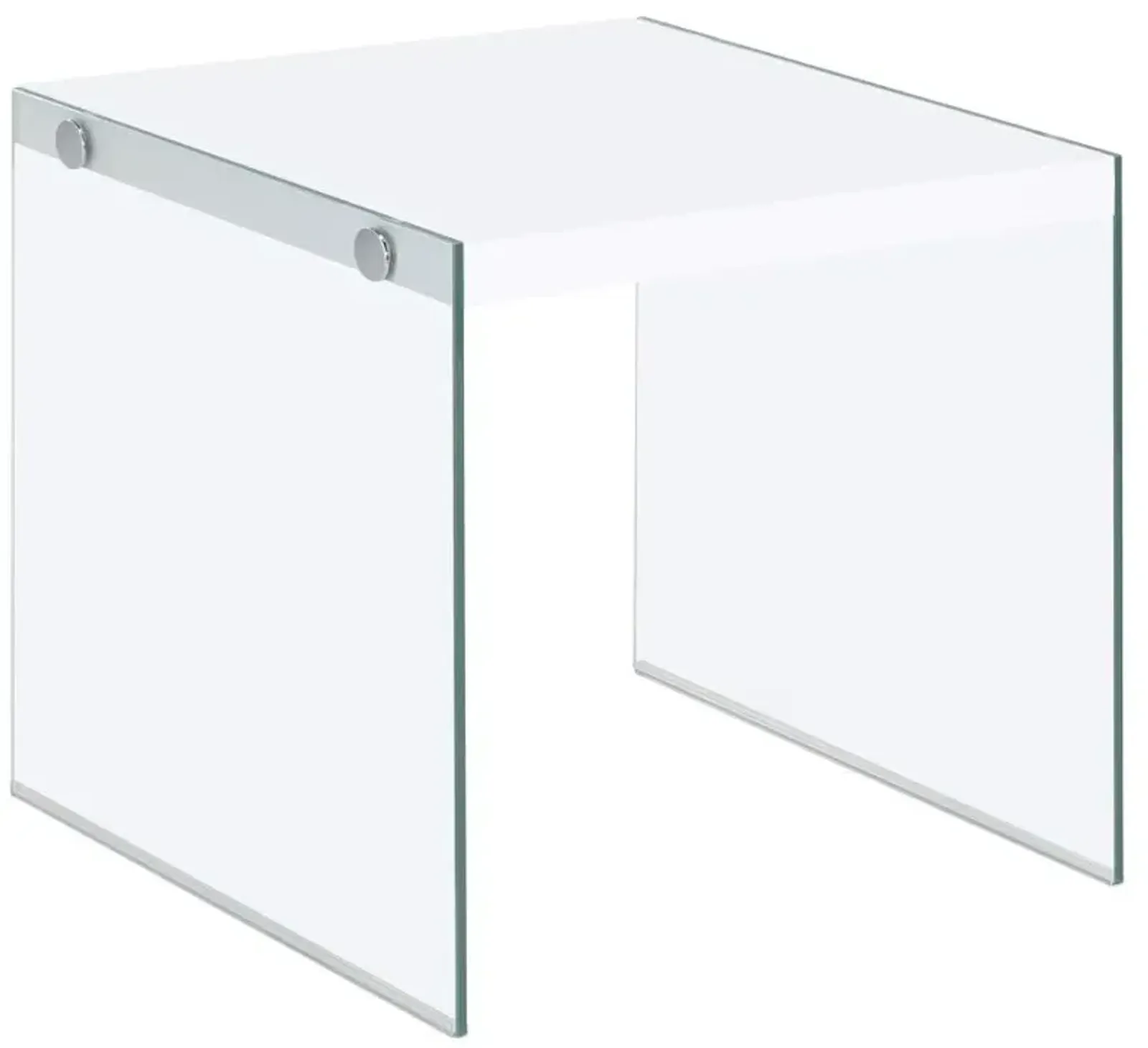 Opal Square End Table With Clear Glass Legs White High Gloss