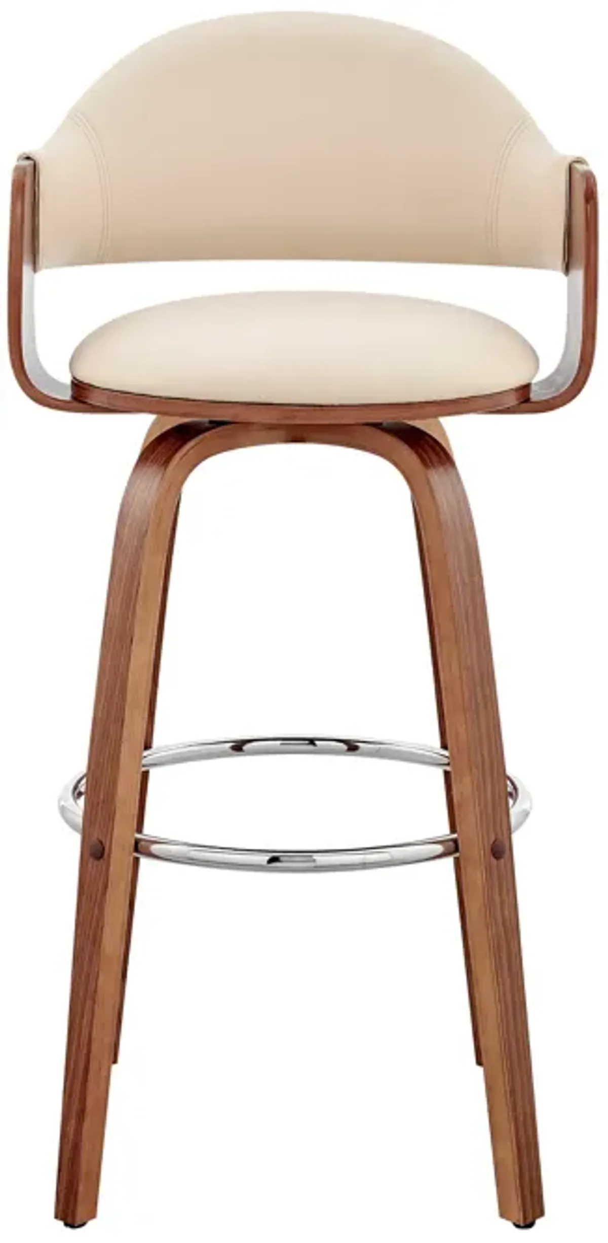 Daxton 26" Cream Faux Leather and Walnut Wood Bar Stool