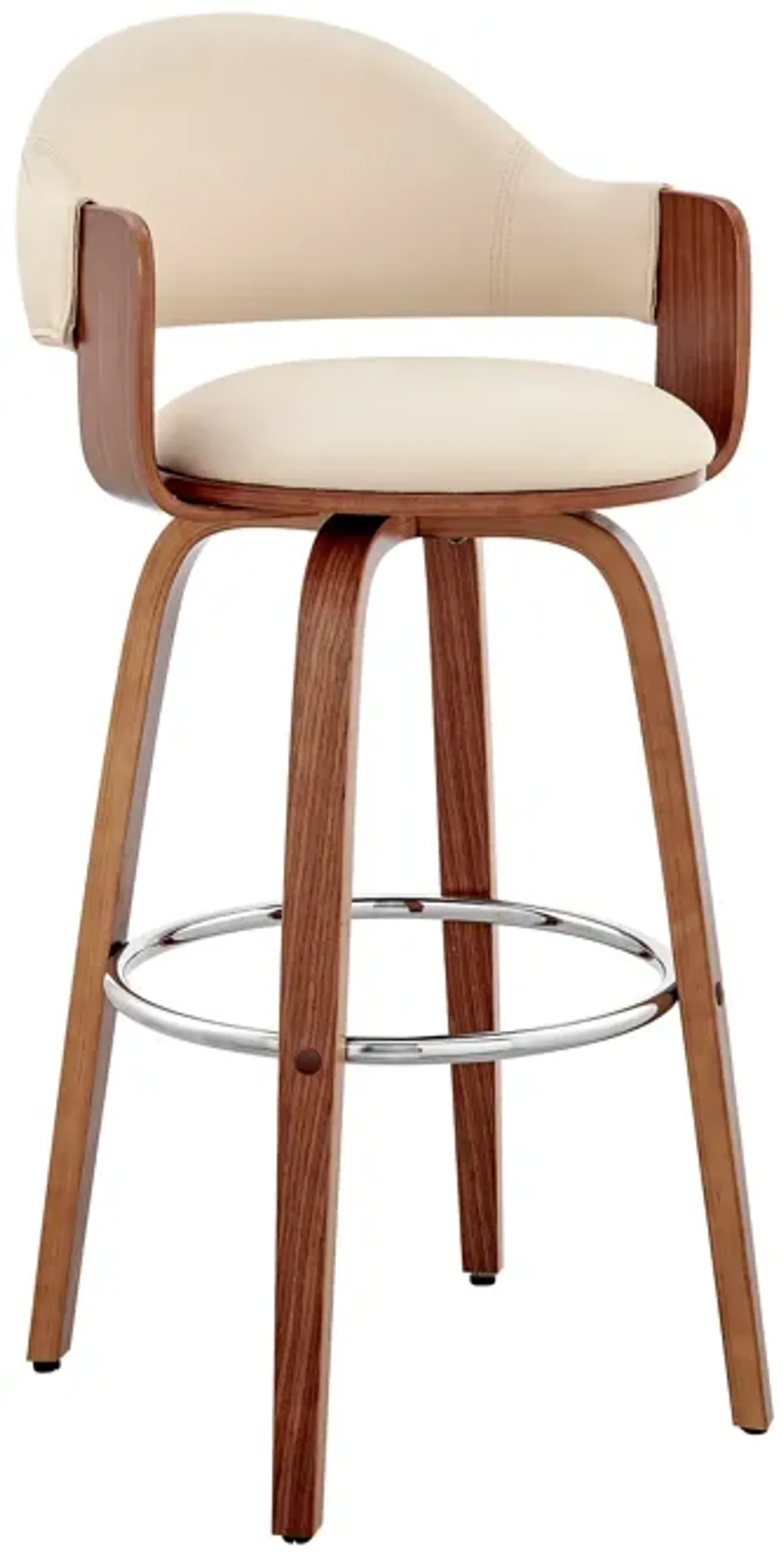 Daxton 26" Cream Faux Leather and Walnut Wood Bar Stool