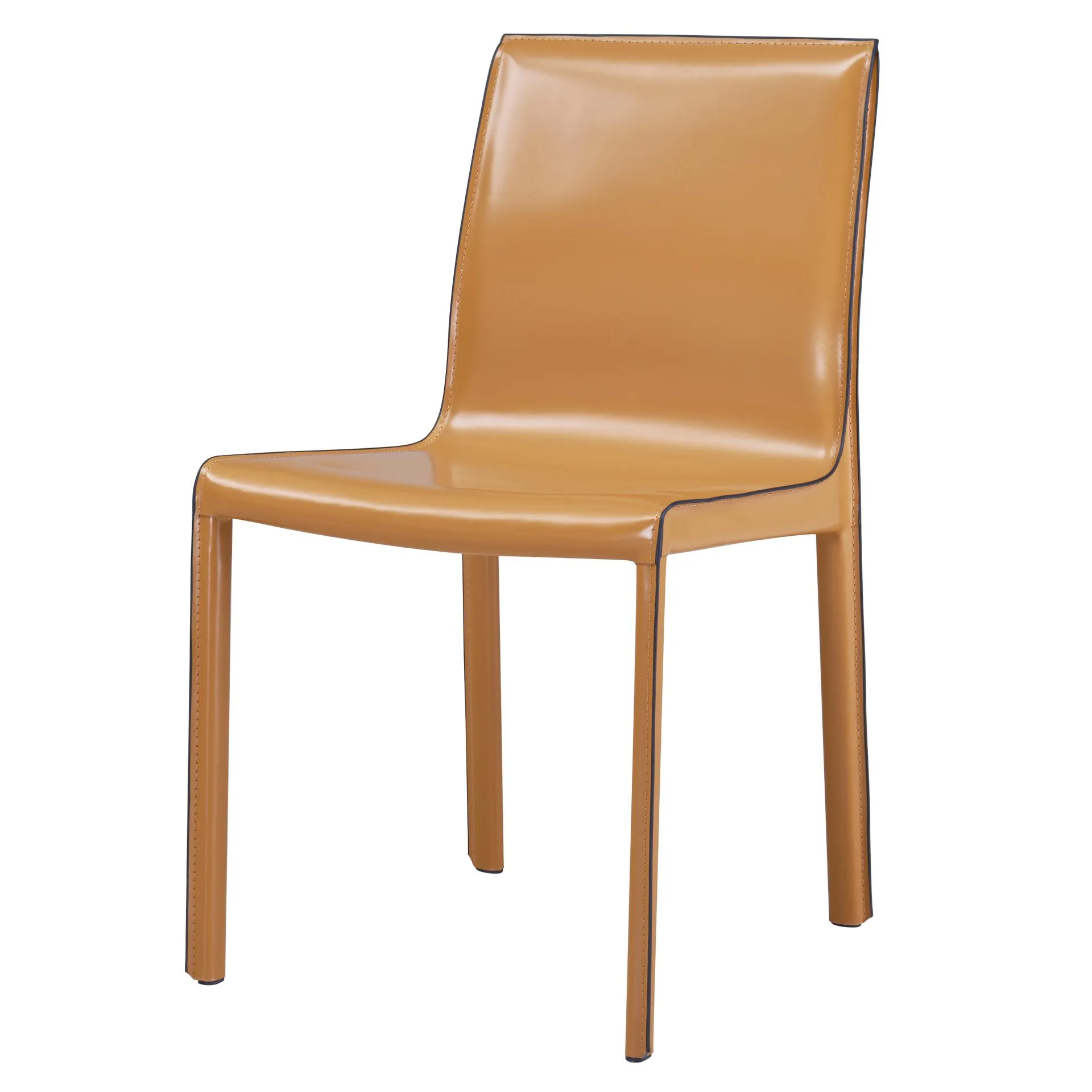 Gervin Recycled Leather Dining Side Chair, Chestnut (Set of 2)