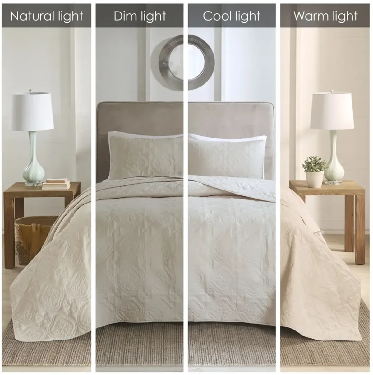 510 Design Oakley Cream 3 Piece Reversible Bedspread Set
