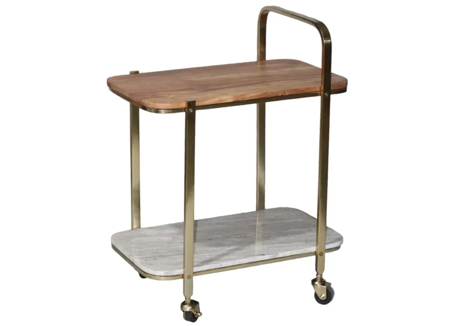 31" Marble Shelf Bar Cart, Gold Kd