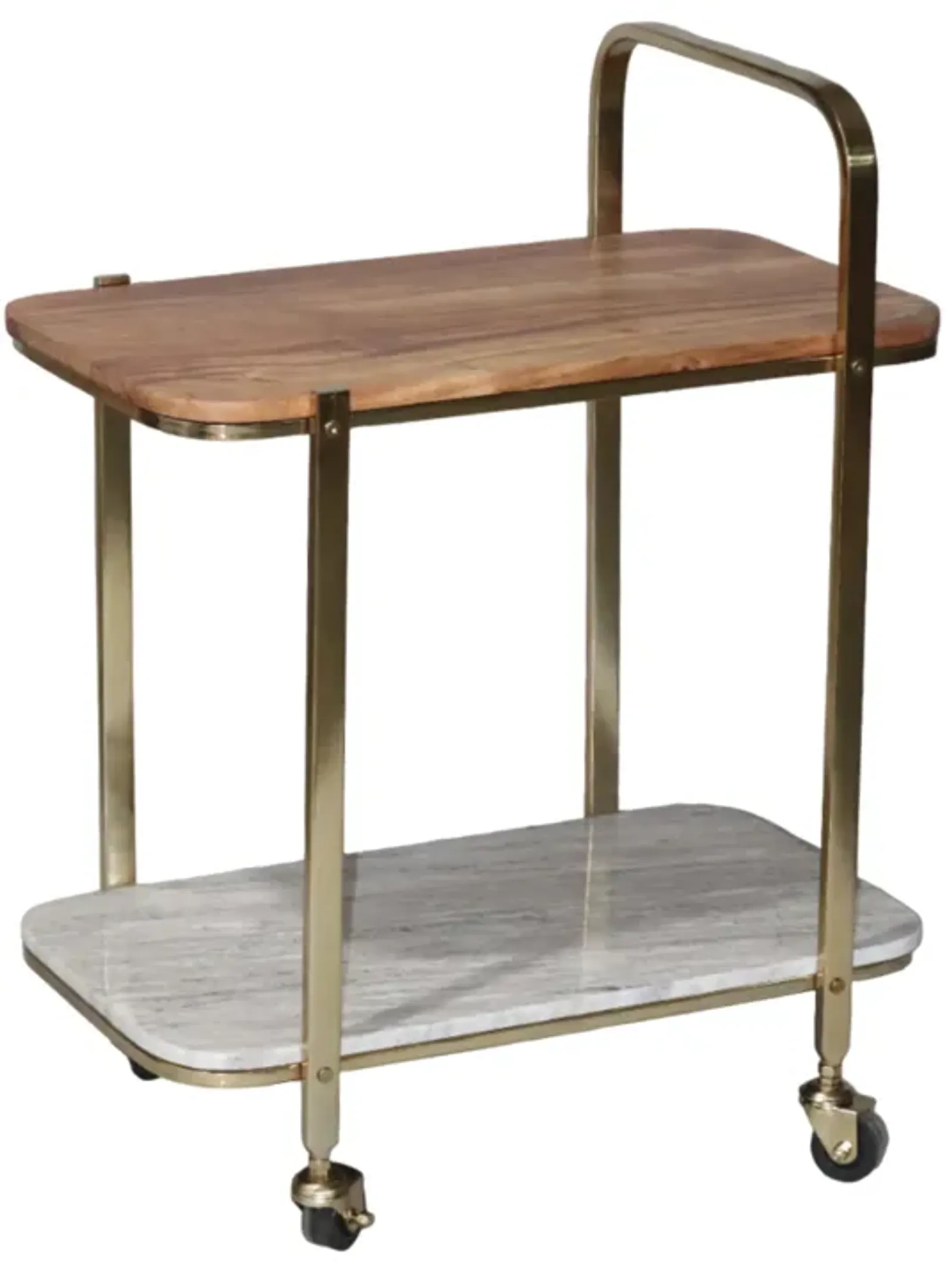 31" Marble Shelf Bar Cart, Gold Kd