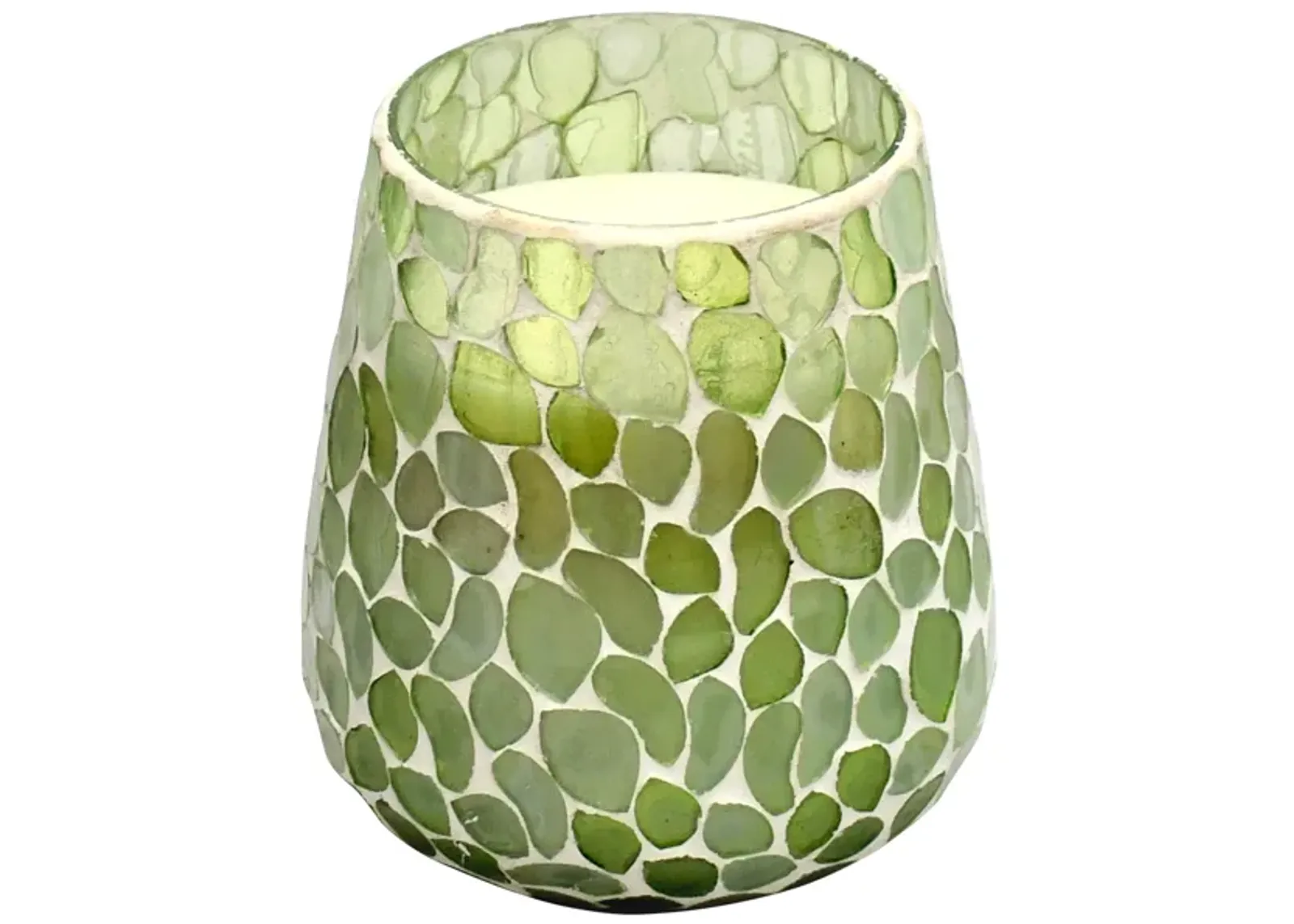 Glass, 5" 18 Oz Mosaic Scented Candle, Light Green