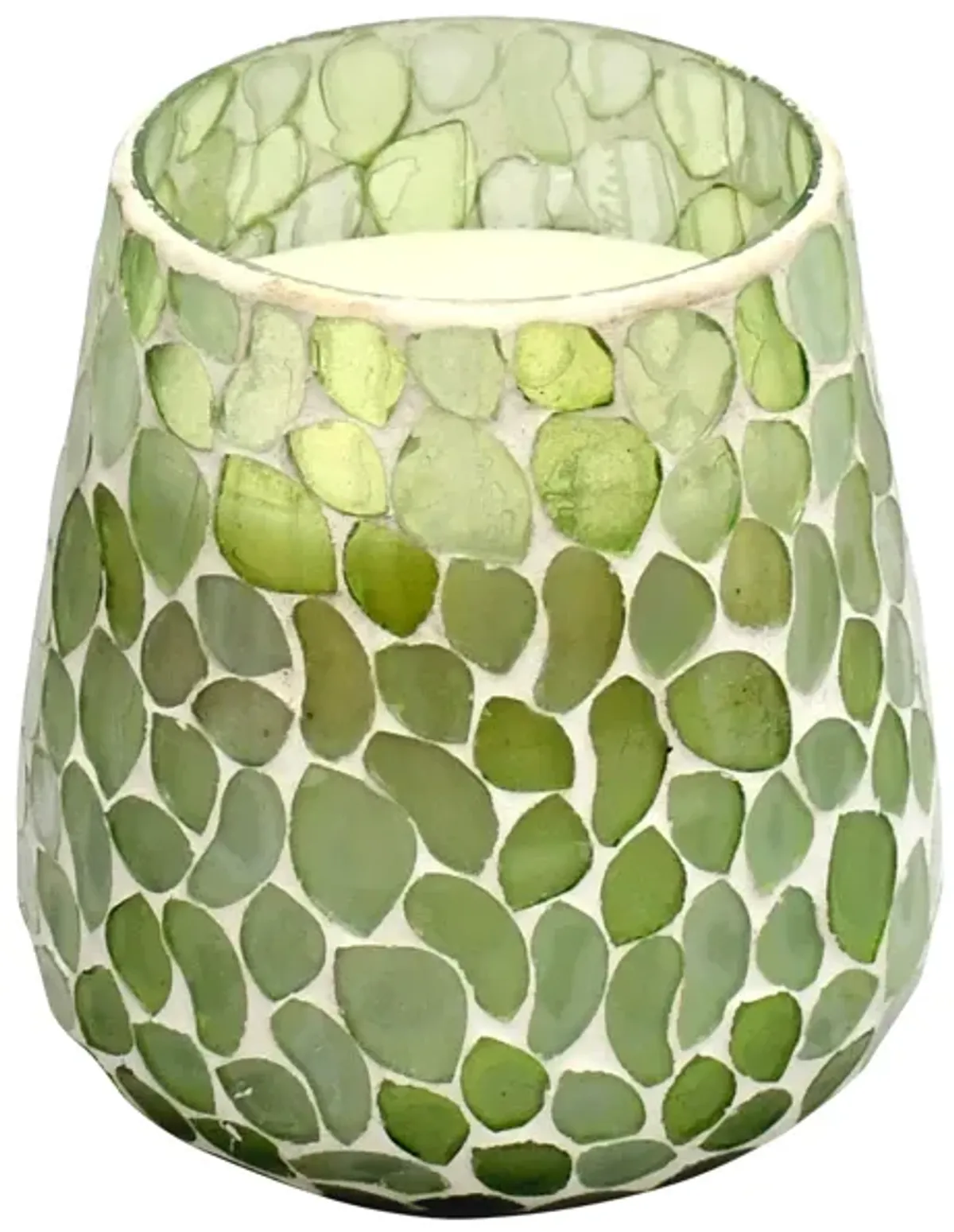 Glass, 5" 18 Oz Mosaic Scented Candle, Light Green