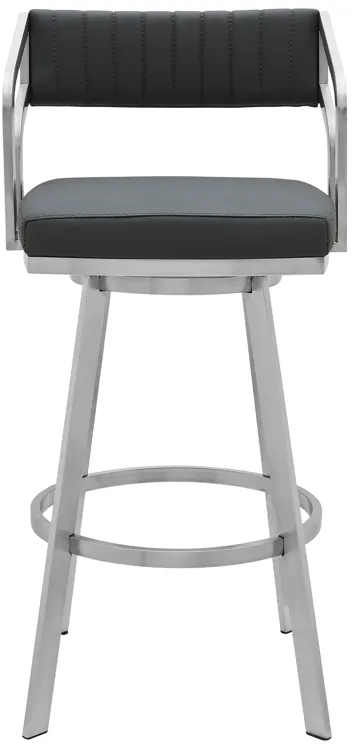 Scranton Swivel Modern Metal and Slate Gray Faux Leather Bar and Counter Stool