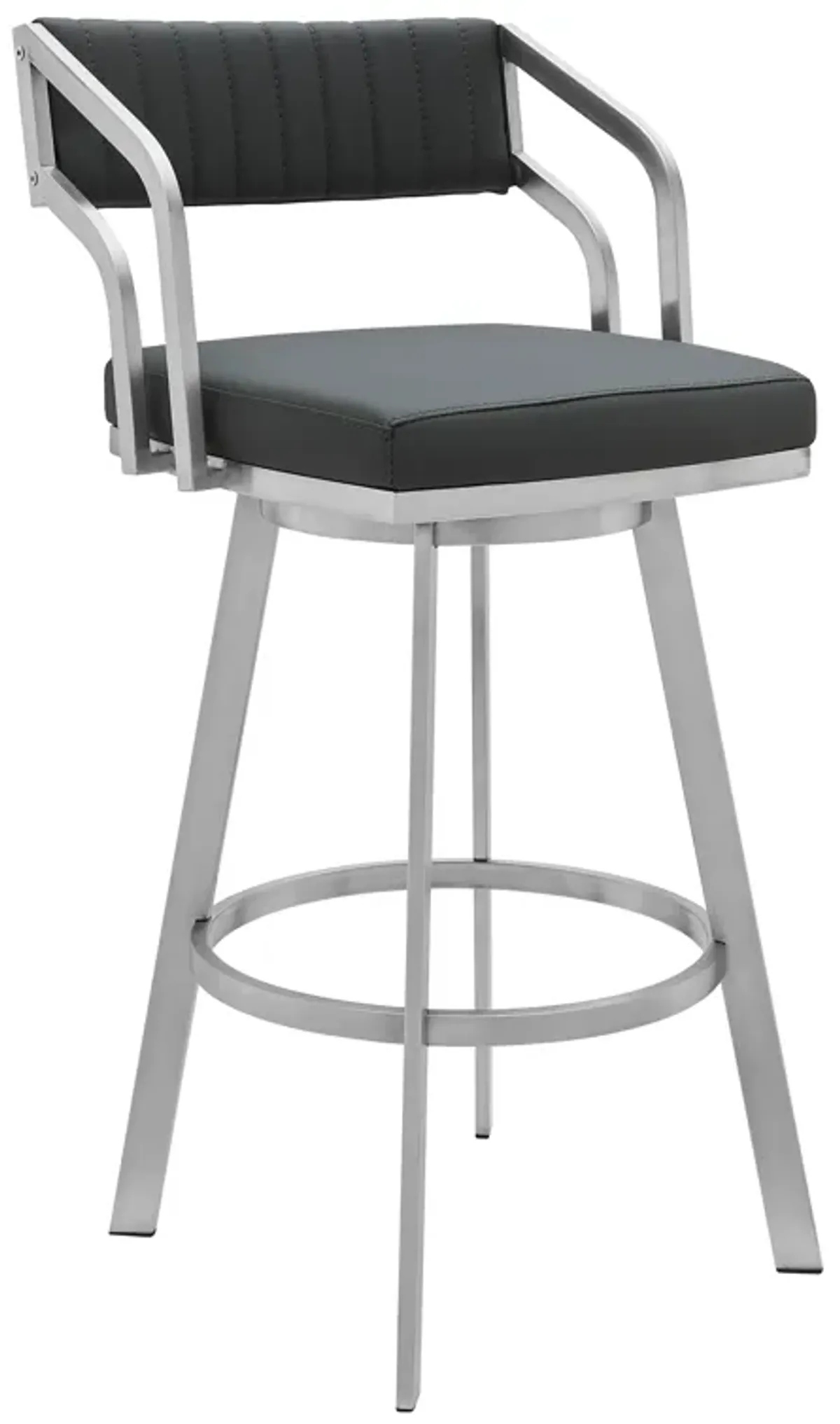 Scranton Swivel Modern Metal and Slate Gray Faux Leather Bar and Counter Stool