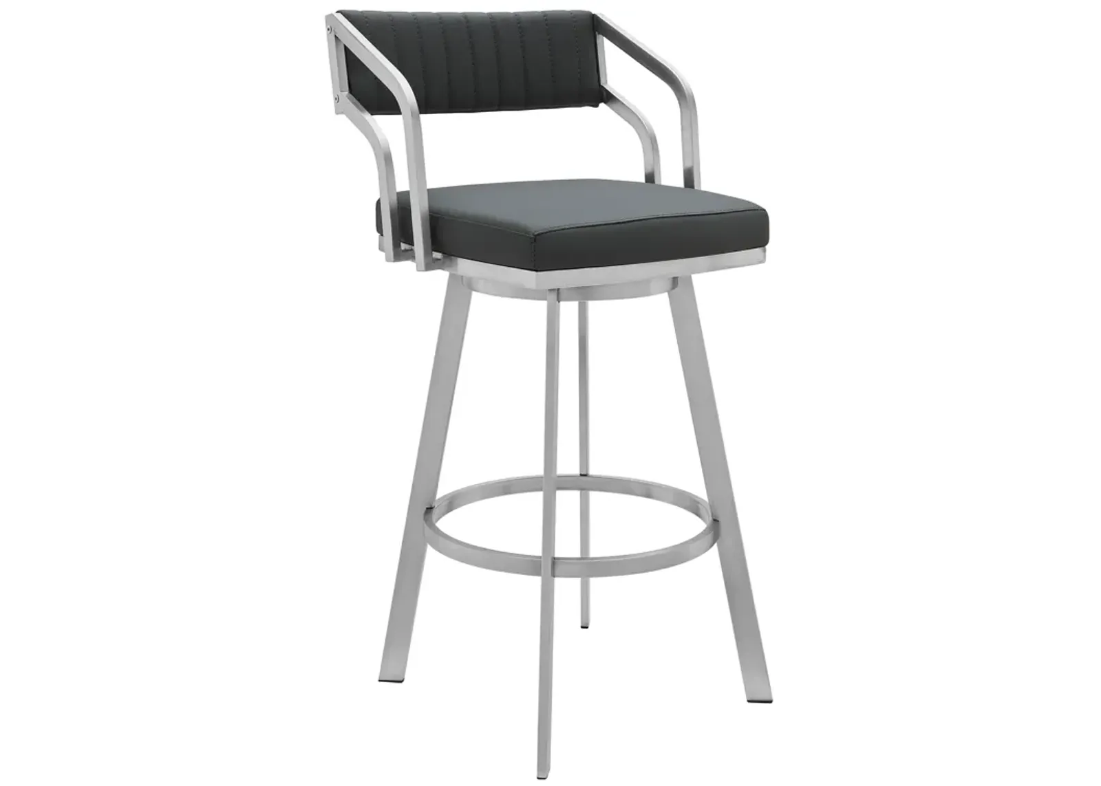 Scranton Swivel Modern Metal and Slate Gray Faux Leather Bar and Counter Stool