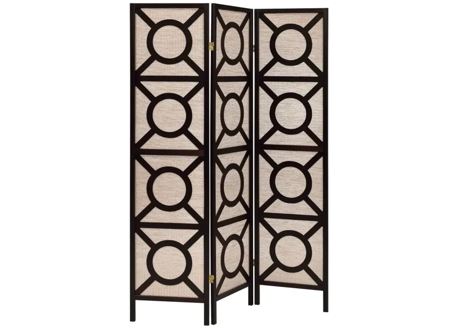 Vulcan 3-panel Geometric Folding Screen Tan and Cappuccino