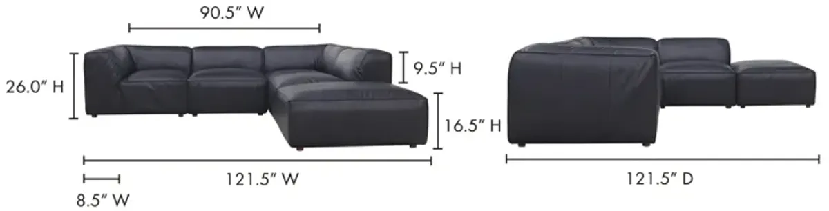 FORM CLASSIC L MODULAR SECTIONAL VANTAGE BLACK LEATHER