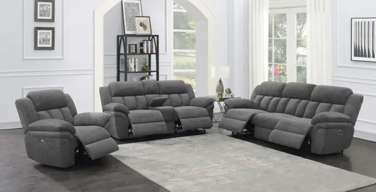 Bahrain Upholstered Power Loveseat with Console Charcoal