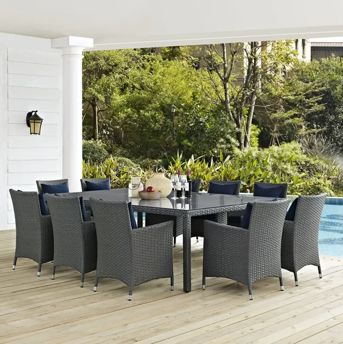 Sojourn 11 Piece Outdoor Patio Sunbrella® Dining Set