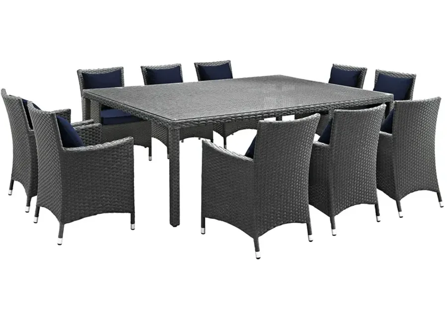 Sojourn 11 Piece Outdoor Patio Sunbrella® Dining Set