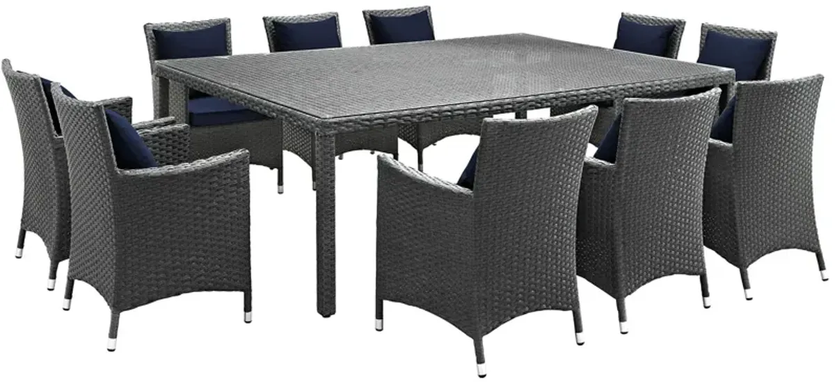 Sojourn 11 Piece Outdoor Patio Sunbrella® Dining Set