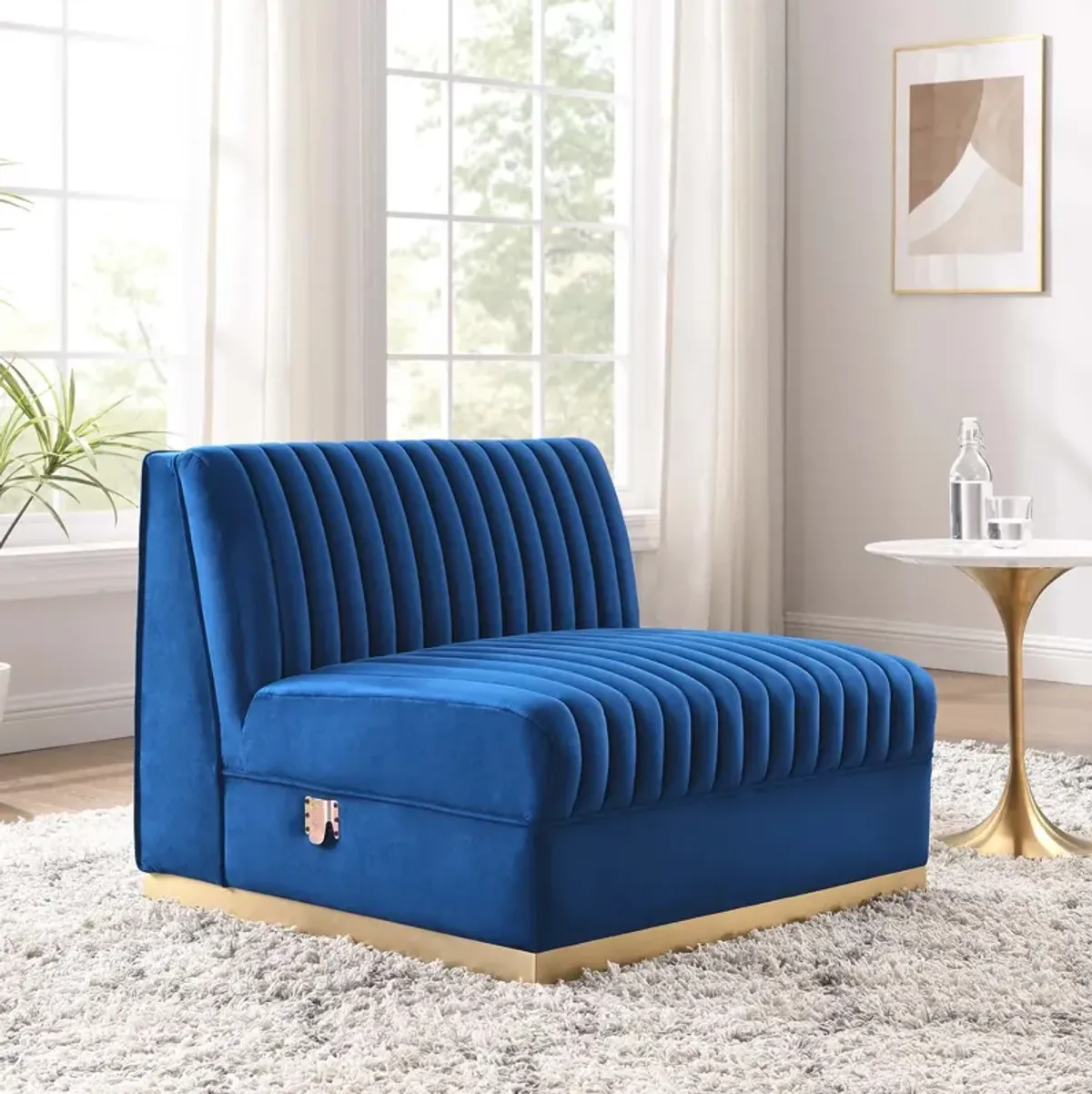 Sanguine Channel Tufted Performance Velvet Modular Sectional Armless Chair