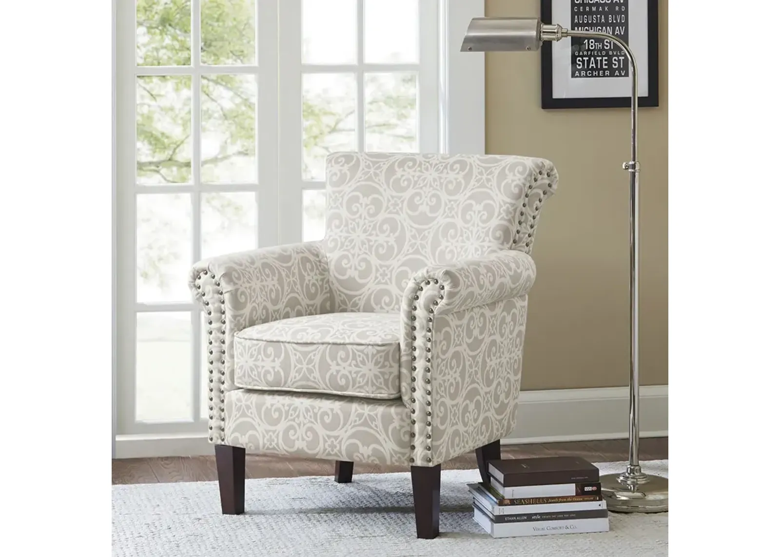 Madison Park Brooke Natural Tight Back Club Chair